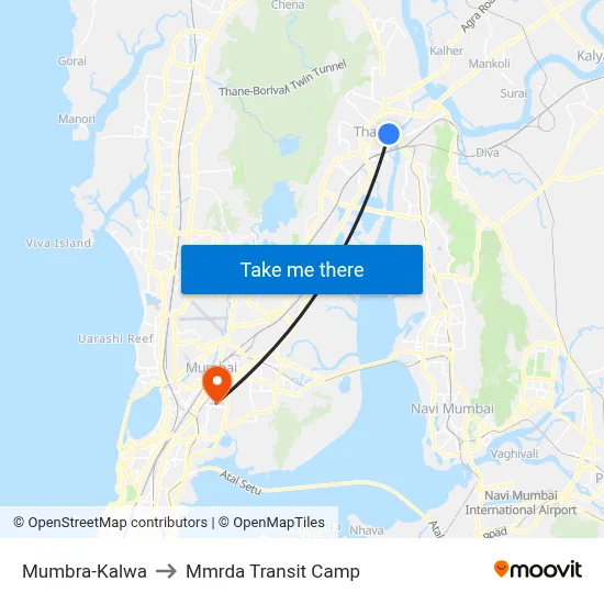 Mumbra-Kalwa to Mmrda Transit Camp map