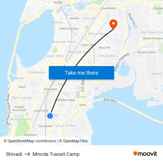 Shivadi to Mmrda Transit Camp map