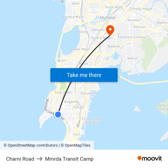 Charni Road to Mmrda Transit Camp map
