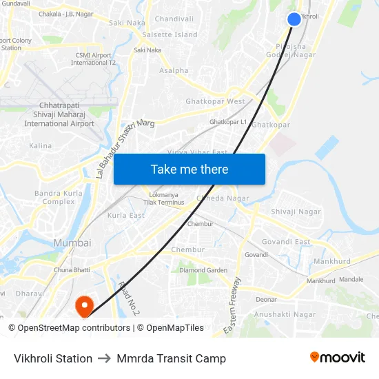 Vikhroli Station to Mmrda Transit Camp map