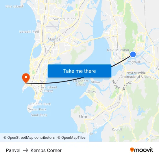 Panvel to Kemps Corner map