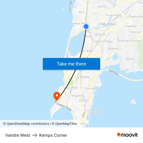 Vandre West to Kemps Corner map