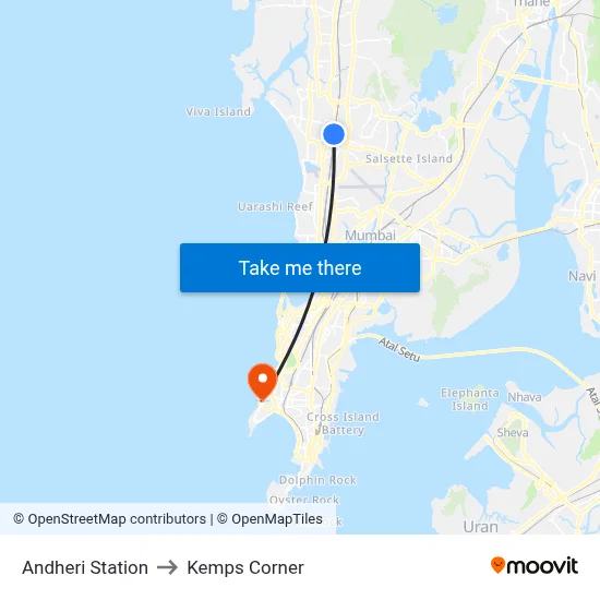 Andheri Station to Kemps Corner map