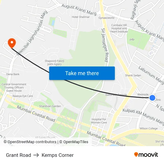 Grant Road to Kemps Corner map