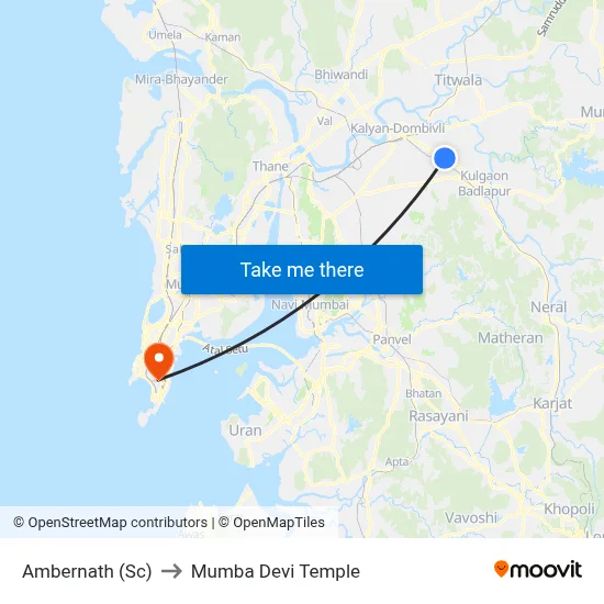 Ambernath (Sc) to Mumba Devi Temple map