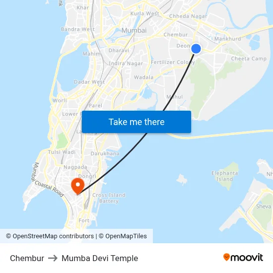 Chembur to Mumba Devi Temple map