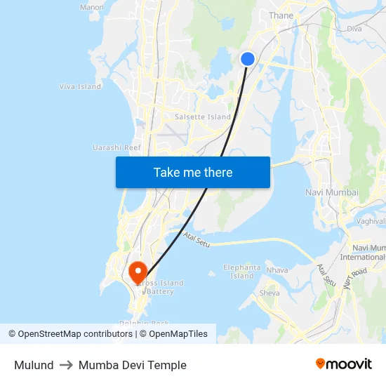 Mulund to Mumba Devi Temple map