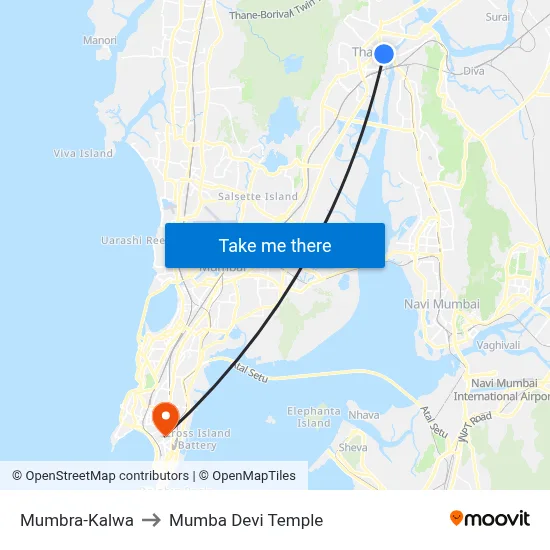 Mumbra-Kalwa to Mumba Devi Temple map