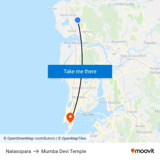 Nalasopara to Mumba Devi Temple map