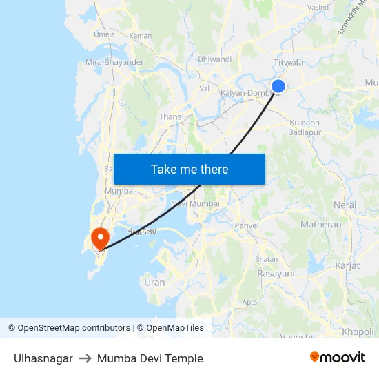 Ulhasnagar to Mumba Devi Temple map