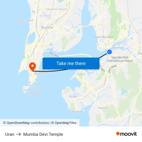 Uran to Mumba Devi Temple map