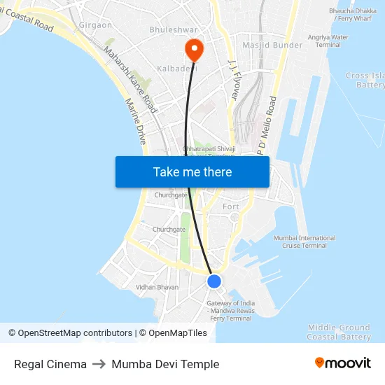 Regal Cinema to Mumba Devi Temple map