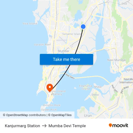 Kanjurmarg Station to Mumba Devi Temple map
