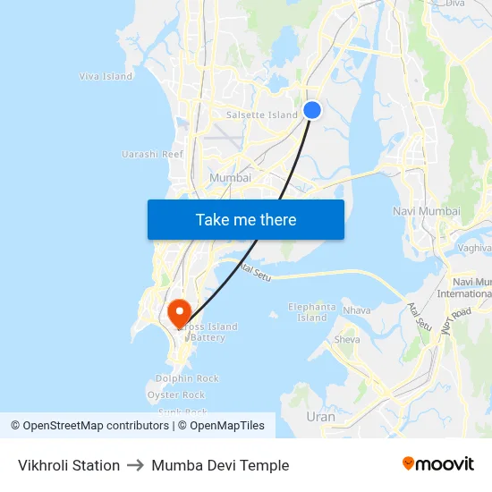 Vikhroli Station to Mumba Devi Temple map