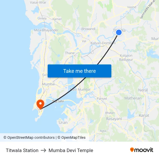 Titwala Station to Mumba Devi Temple map