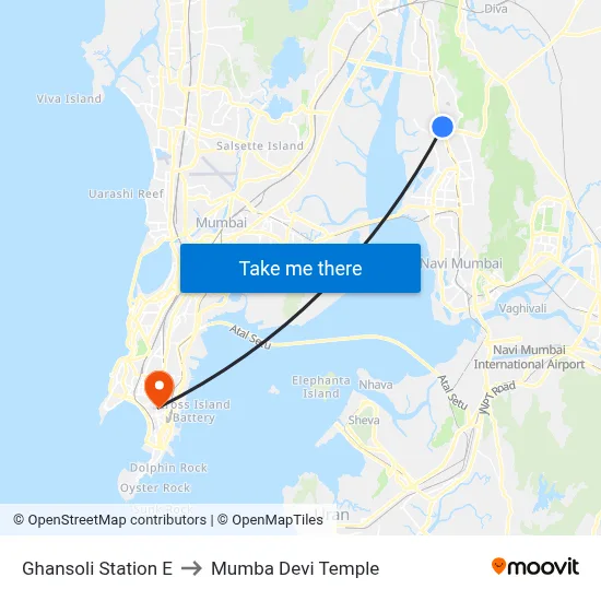 Ghansoli Station E to Mumba Devi Temple map