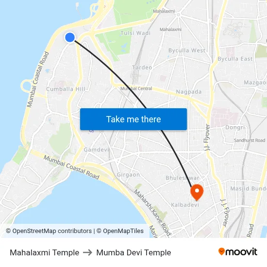 Mahalaxmi Temple to Mumba Devi Temple map
