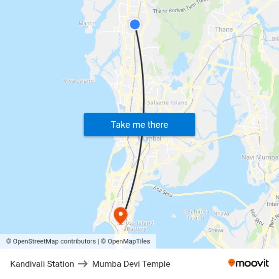 Kandivali Station to Mumba Devi Temple map