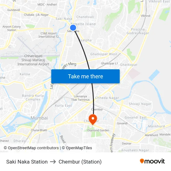 Saki Naka Station to Chembur (Station) map