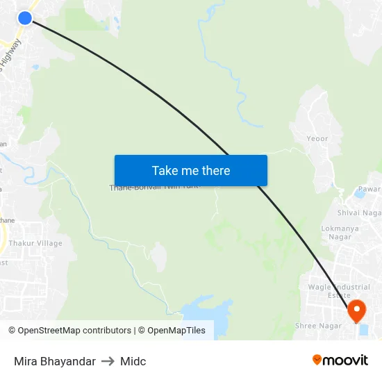 Mira Bhayandar to Midc map