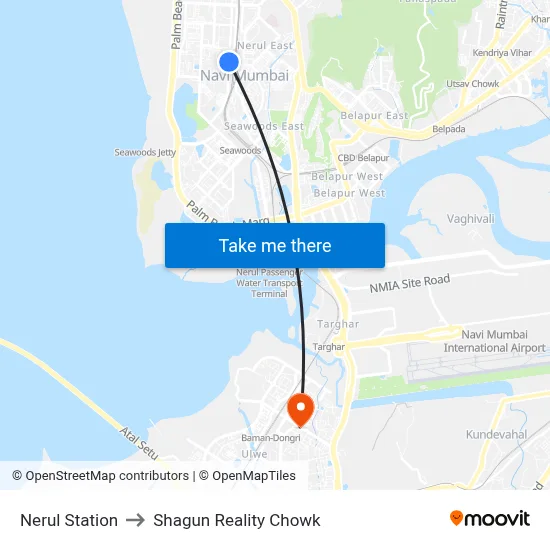 Nerul Station to Shagun Reality Chowk map
