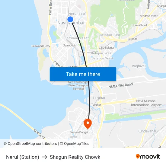Nerul (Station) to Shagun Reality Chowk map