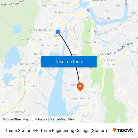 Thana Station to Terna Engineering College (Station) map