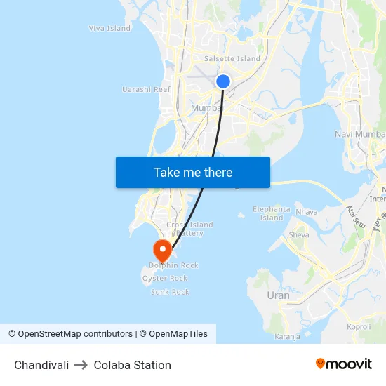 चांदिवली to Colaba Station map