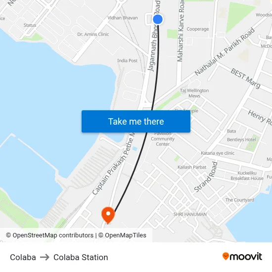 Colaba to Colaba Station map