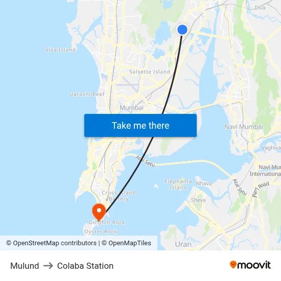 Mulund to Colaba Station map