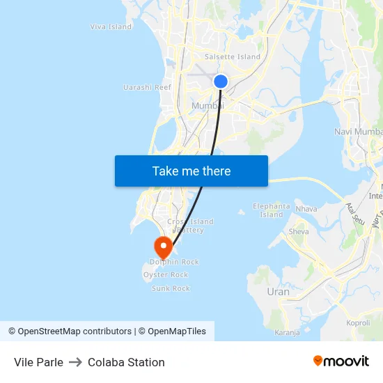 Vile Parle to Colaba Station map