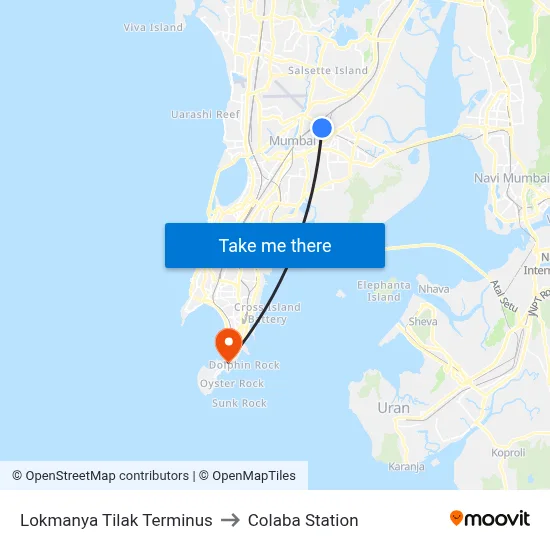 Lokmanya Tilak Terminus to Colaba Station map