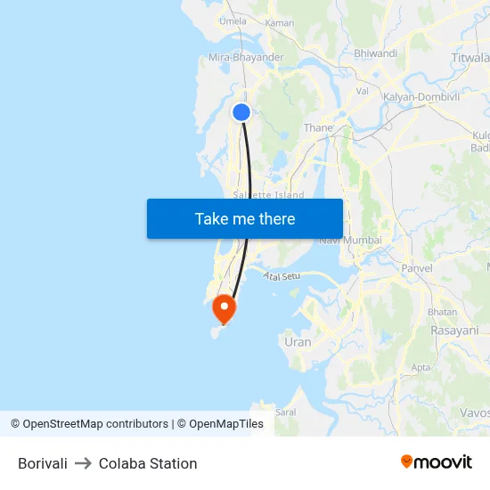 Borivali to Colaba Station map