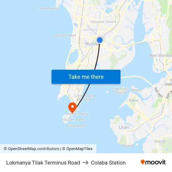 Lokmanya Tilak Terminus Road to Colaba Station map