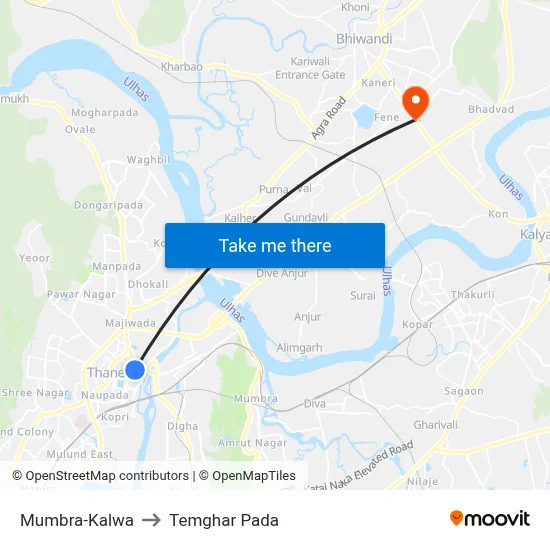 Mumbra-Kalwa to Temghar Pada map