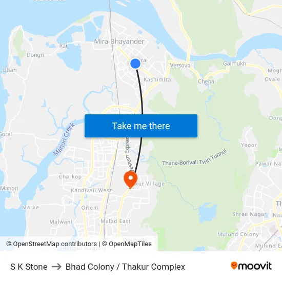 S K Stone to Bhad Colony / Thakur Complex map