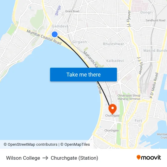 Wilson College to Churchgate (Station) map