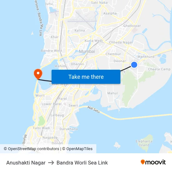 Anushakti Nagar to Bandra Worli Sea Link map