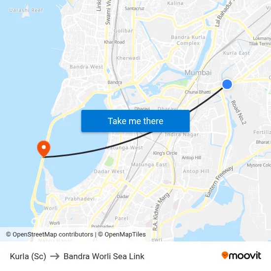 Kurla (Sc) to Bandra Worli Sea Link map