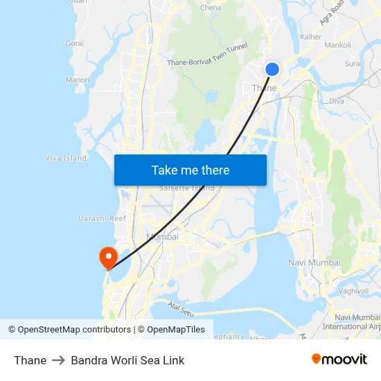 Thane to Bandra Worli Sea Link map