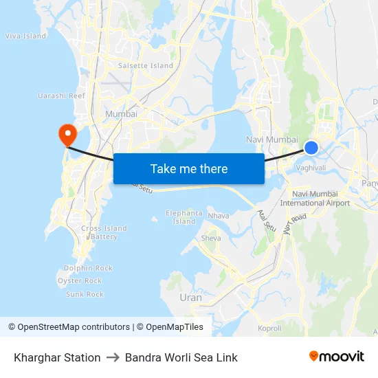 Kharghar Station to Bandra Worli Sea Link map