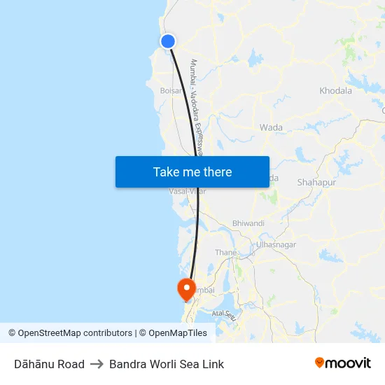 दहानु रोड to बांद्रा वर्ली सी लिंक map