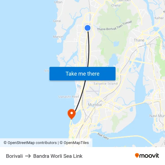 Borivali to Bandra Worli Sea Link map