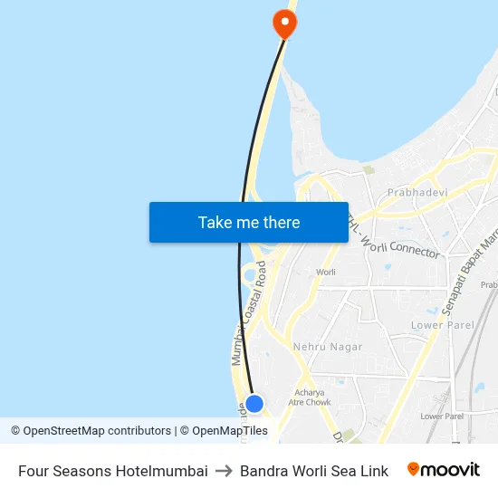 Four Seasons Hotelmumbai to Bandra Worli Sea Link map