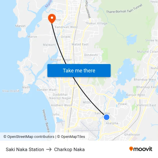 Saki Naka Station to Charkop Naka map