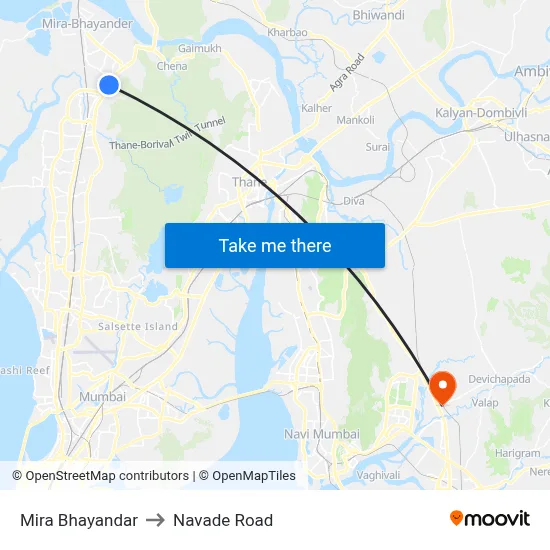 Mira Bhayandar to Navade Road map