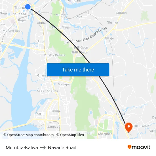 Mumbra-Kalwa to Navade Road map