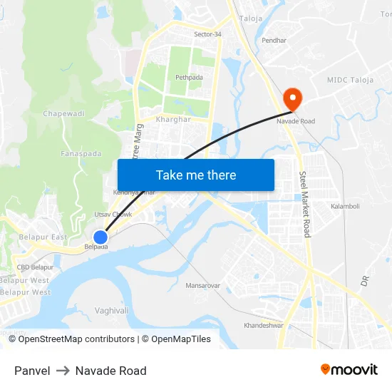Panvel to Navade Road map