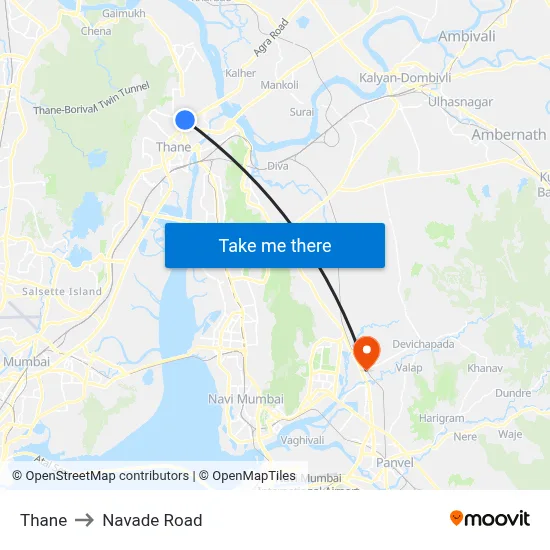 Thane to Navade Road map