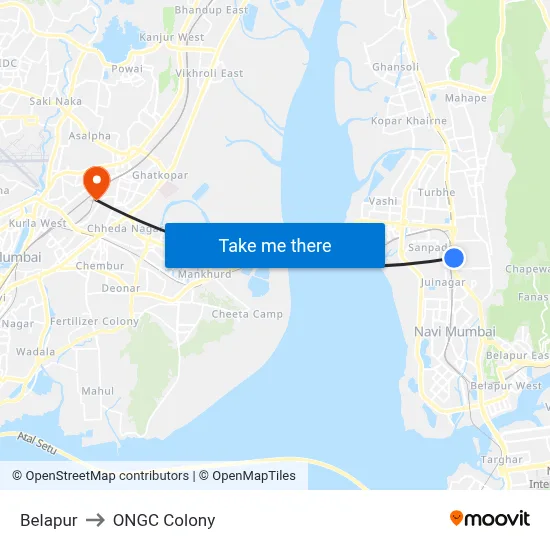 Belapur to ONGC Colony map